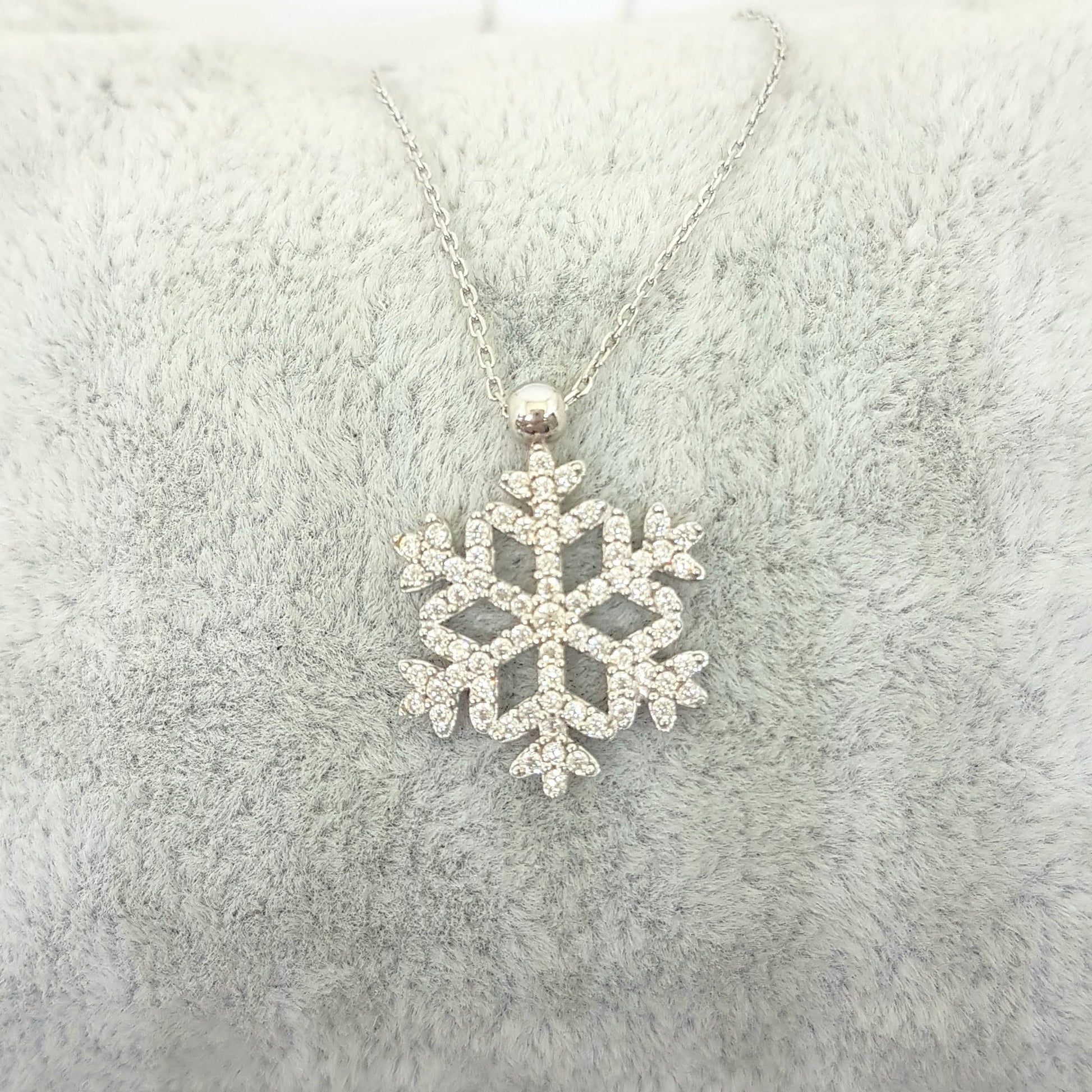 Snowflake necklace for women 14K real solid gold white gold rose gold