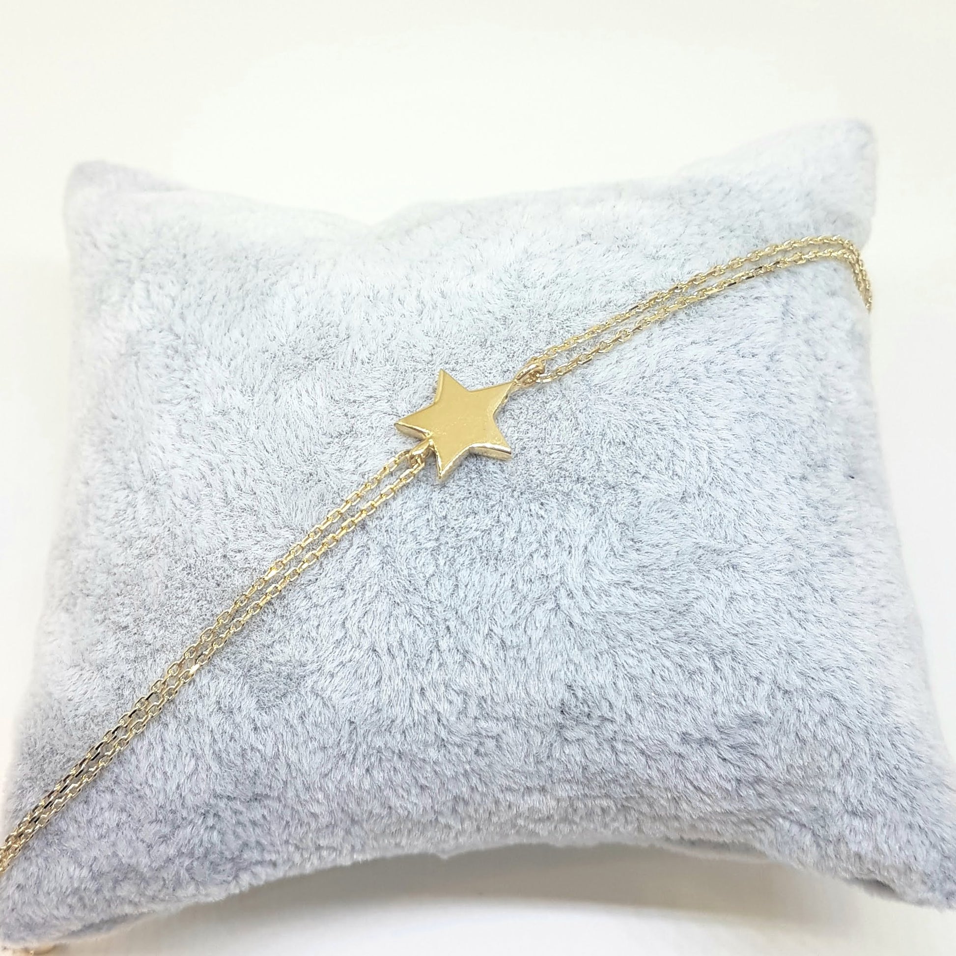 14K Real Solid Gold Star Design Bracelet Charm Cute Dainty Delicate Trendy Tiny Best Birthday Gift for Women Jewelry Mother