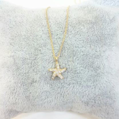 14K Gold Real Solid Starfish Sea Star Design Charm Dainty Delicate Trendy Tiny Pendant Necklace best birthday gift Women Jewelry girlfriend Beach Ocean Necklace