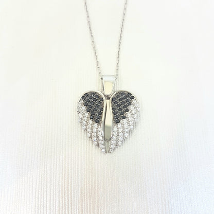 925 Sterling Silver Double Angel Wings Memorial Personalized Forever Remember Names Dates Charm Pendant Necklace Best Birthday Christmas Anniversary Graduation Gift for Women with Rose Plated Option