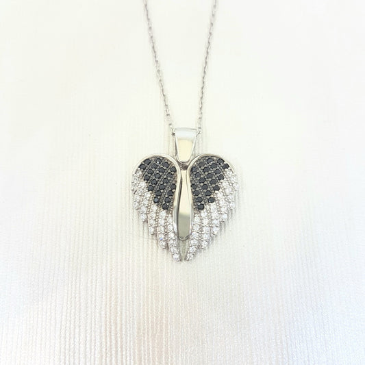 925 Sterling Silver Double Angel Wings Memorial Personalized Forever Remember Names Dates Charm Pendant Necklace Best Birthday Christmas Anniversary Graduation Gift for Women with Rose Plated Option