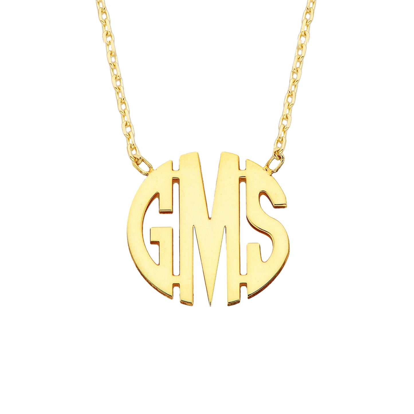 925K Sterling Silver Custom Three Letter Monogram Necklace for Women