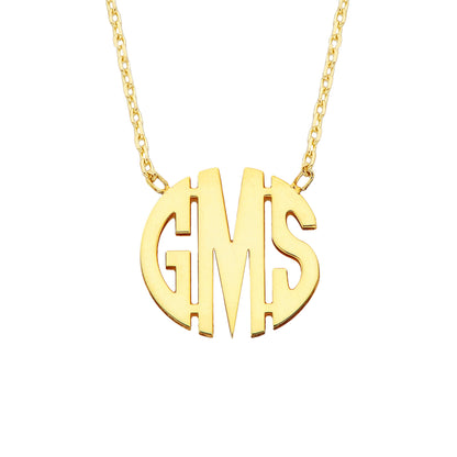 925K Sterling Silver Custom Three Letter Monogram Necklace for Women