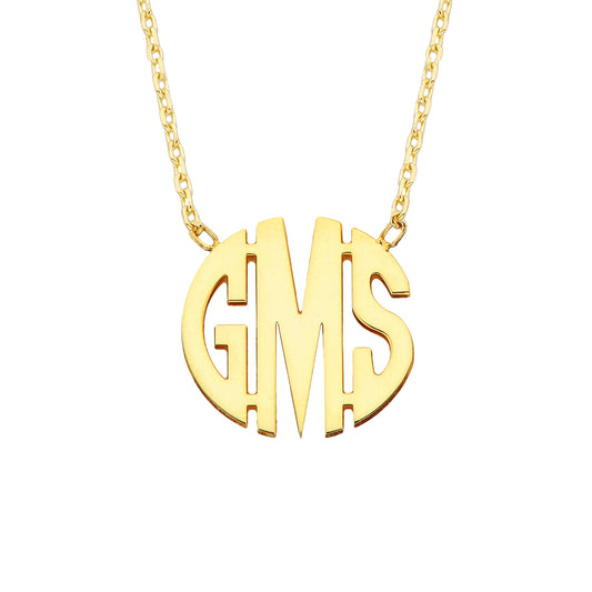 925K Sterling Silver Custom Three Letter Monogram Necklace for Women