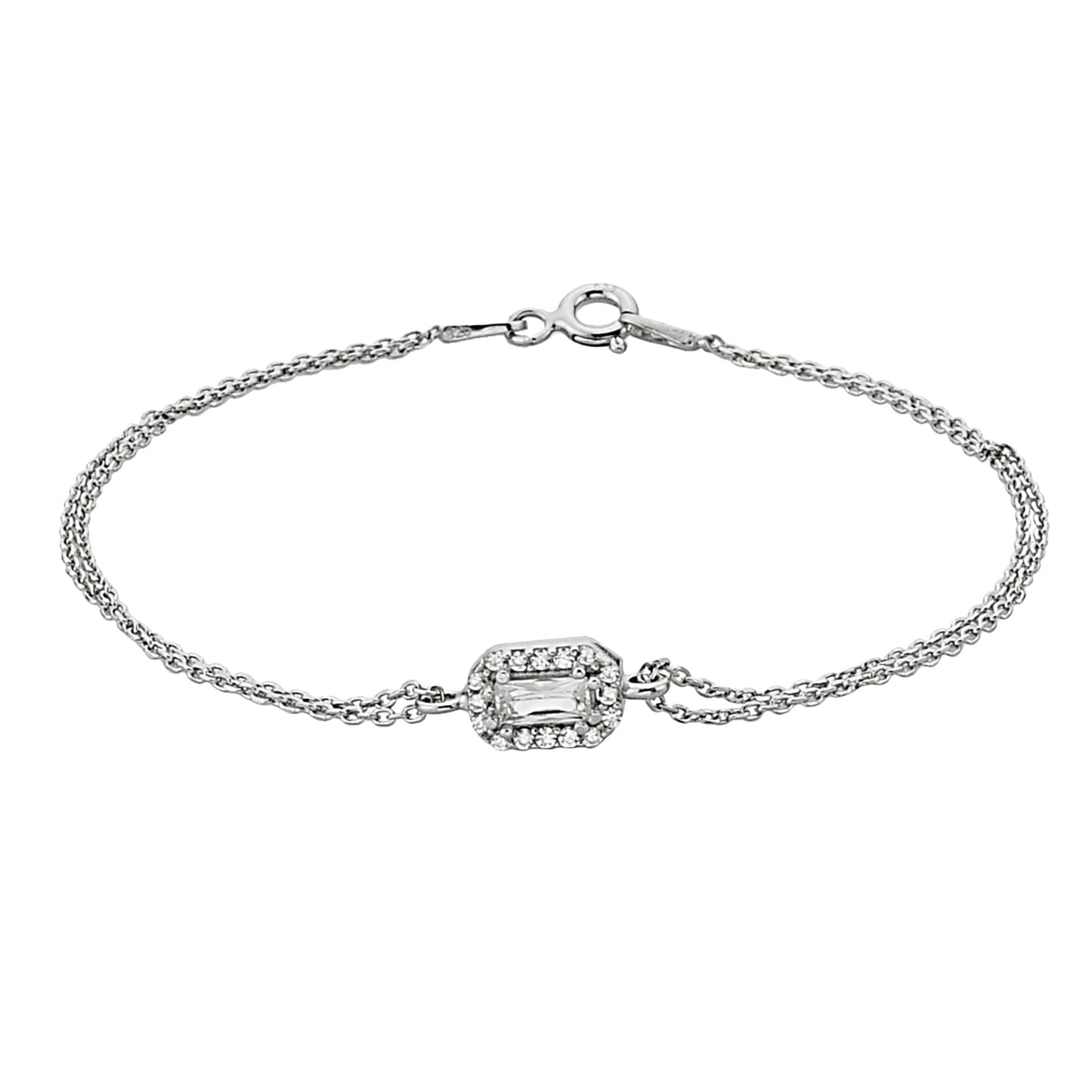 Tiny Baguette Bracelet Silver , 925K Sterling Silver CZ Baguette Bracelet for Women , Minimalist Dainty Baguette Jewelry , Christmas Gift