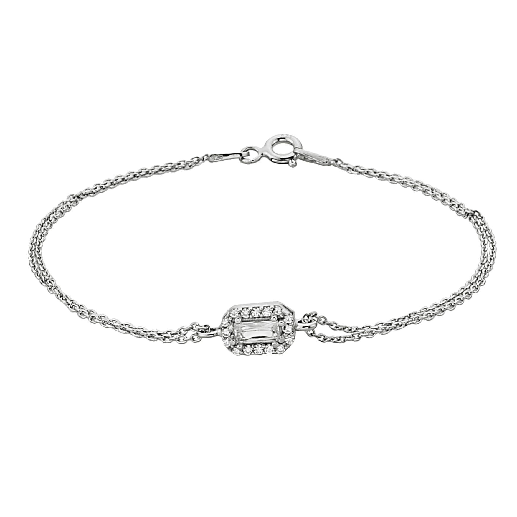 Tiny Baguette Bracelet Silver , 925K Sterling Silver CZ Baguette Bracelet for Women , Minimalist Dainty Baguette Jewelry , Christmas Gift