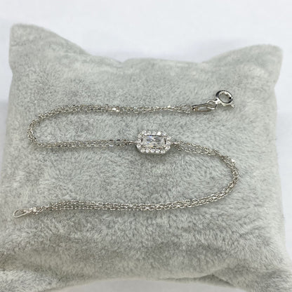 Tiny Baguette Bracelet Silver , 925K Sterling Silver CZ Baguette Bracelet for Women , Minimalist Dainty Baguette Jewelry ,Christmas Gift