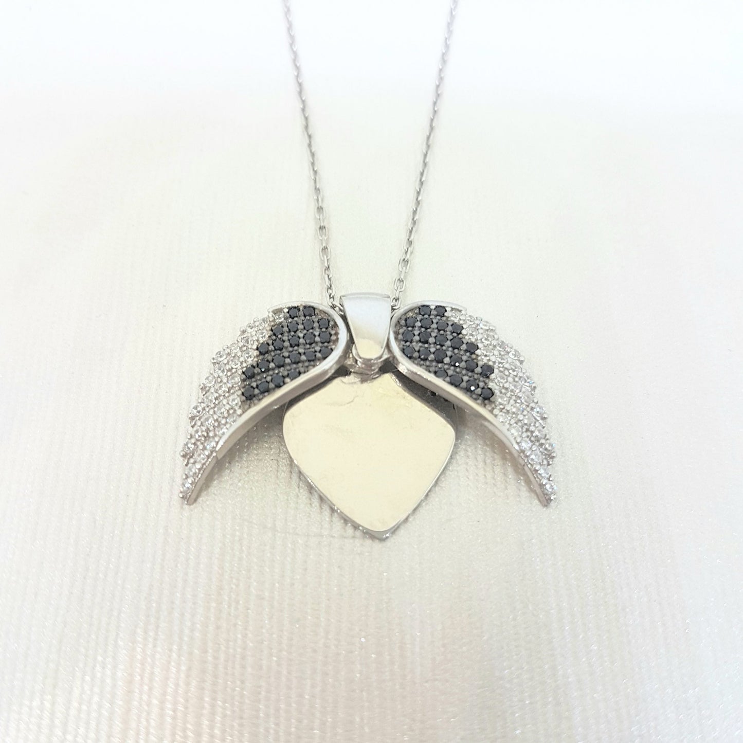 925 Sterling Silver Double Angel Wings Memorial Personalized Forever Remember Names Dates Charm Pendant Necklace Best Birthday Christmas Anniversary Graduation Gift for Women with Rose Plated Option