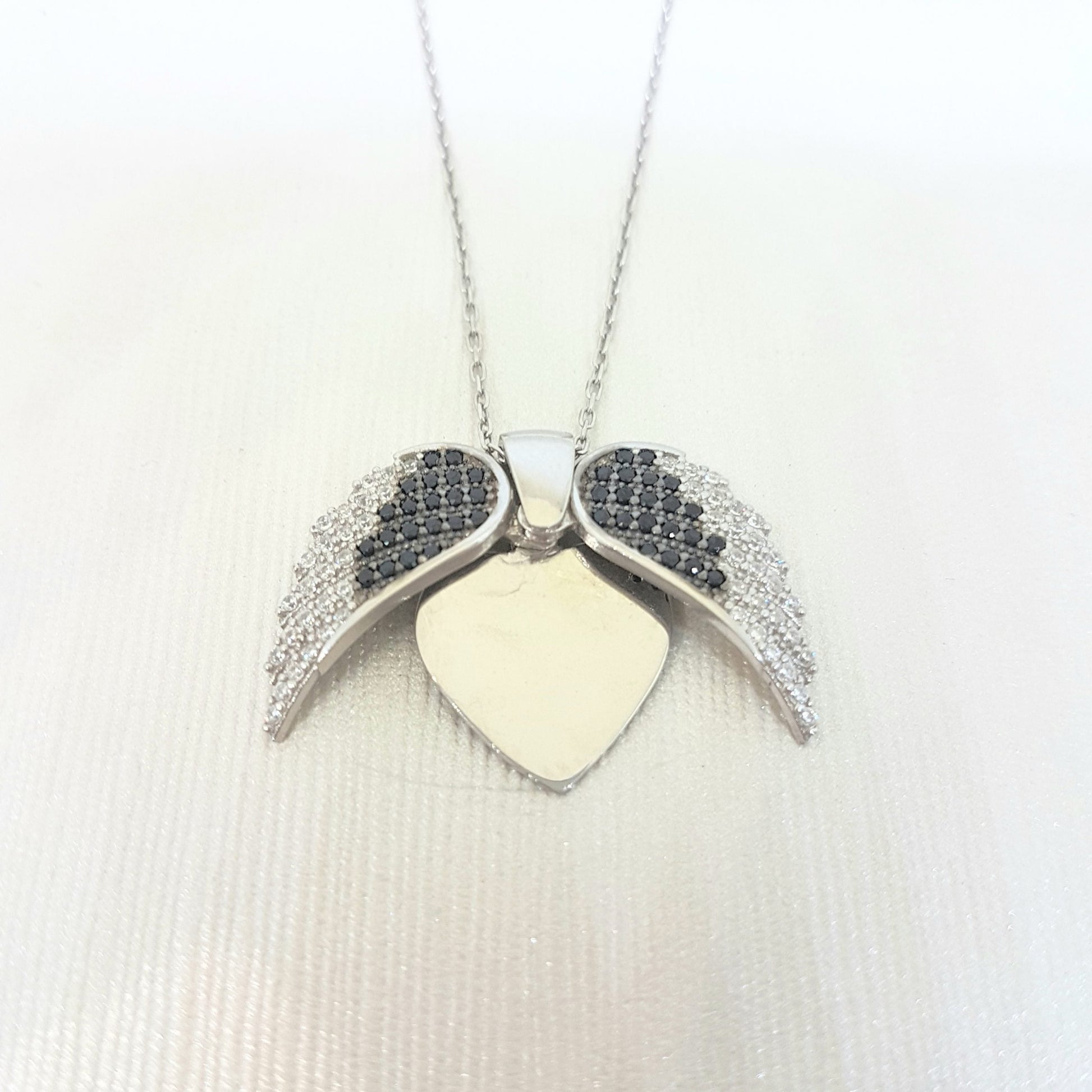 925 Sterling Silver Double Angel Wings Memorial Personalized Forever Remember Names Dates Charm Pendant Necklace Best Birthday Christmas Anniversary Graduation Gift for Women with Rose Plated Option