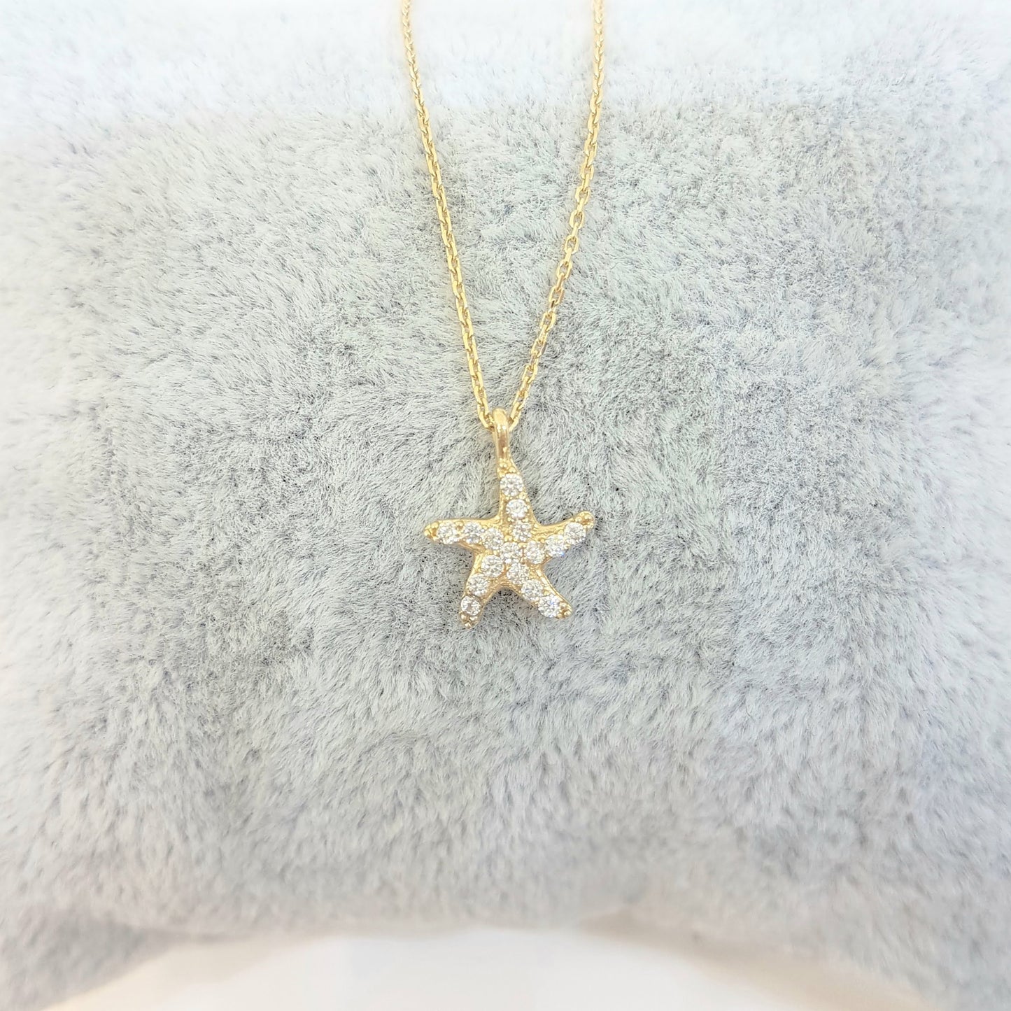 14K Gold Real Solid Starfish Sea Star Design Charm Dainty Delicate Trendy Tiny Pendant Necklace best birthday gift Women Jewelry girlfriend Beach Ocean Necklace