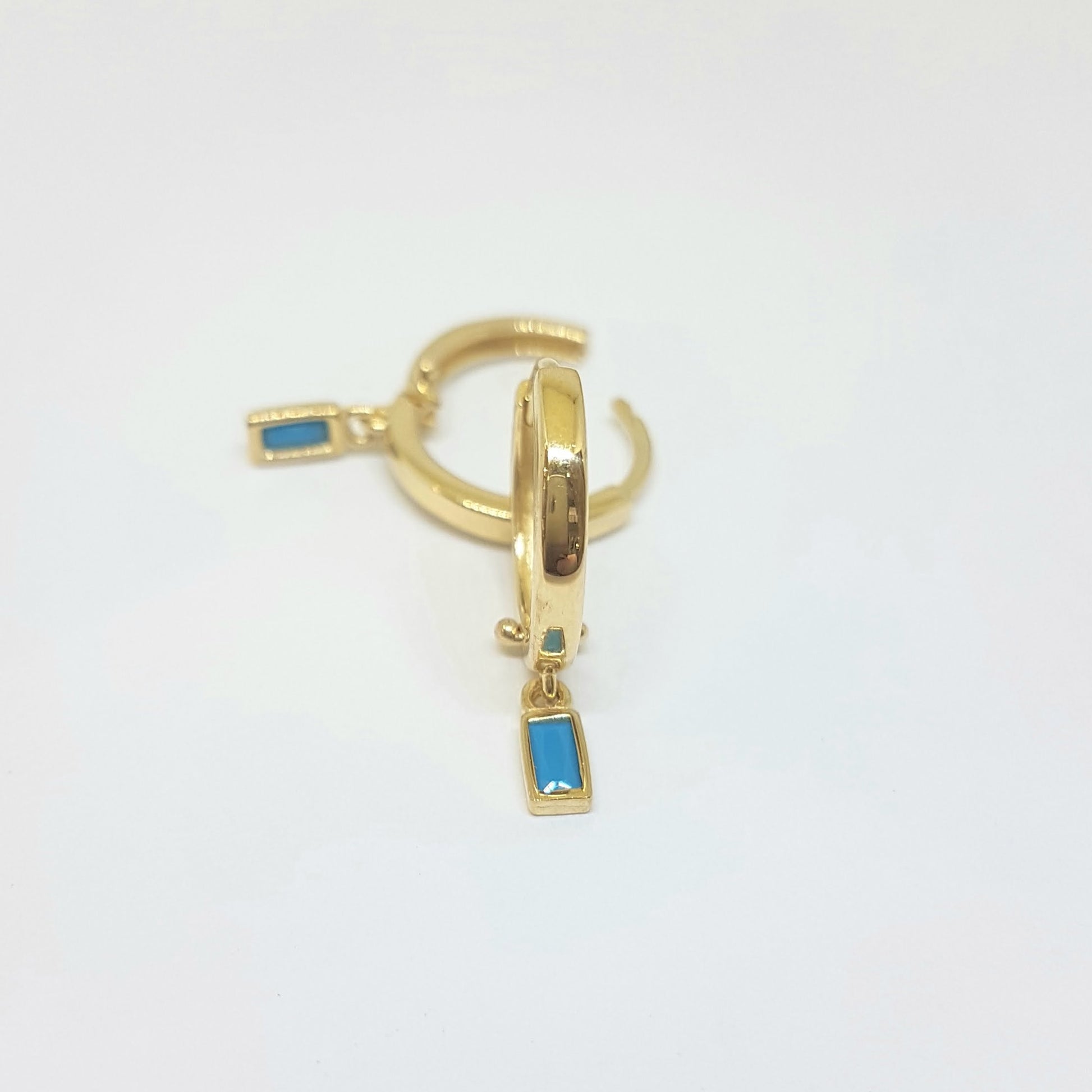 Turquoise Baguette Dangle Drop Earrings for Women 14K Gold December Birthstone Birthday Gift Jewelry