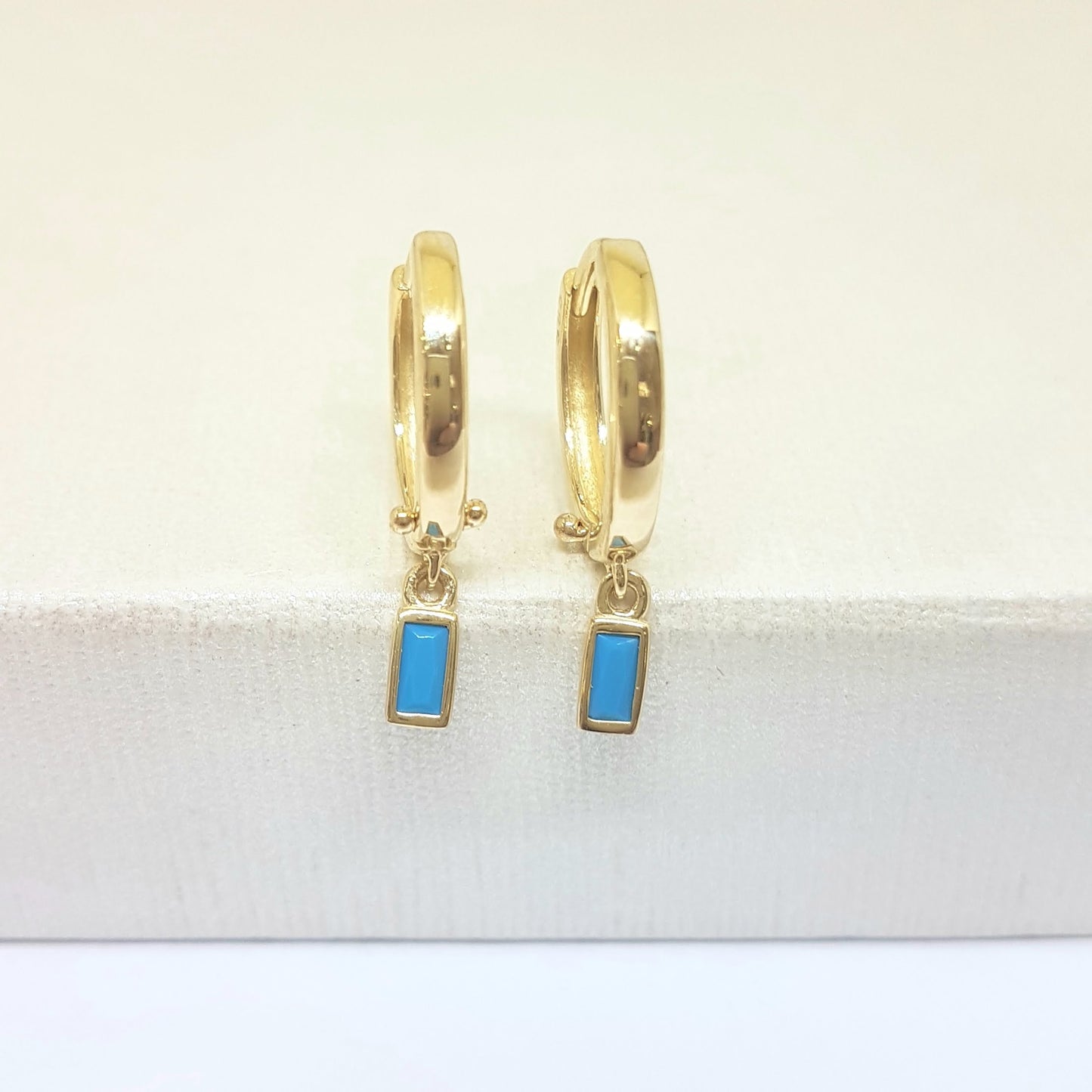 Turquoise Baguette Dangle Drop Earrings for Women 14K Gold December Birthstone Birthday Gift Jewelry