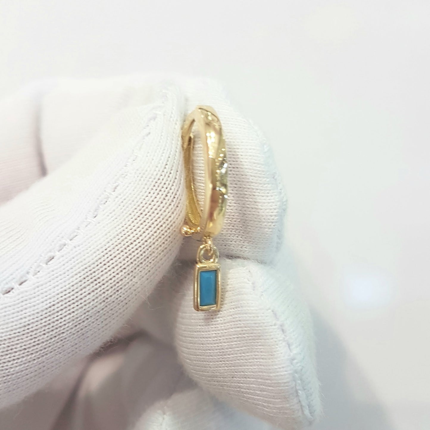 Turquoise Baguette Dangle Drop Earrings for Women 14K Gold December Birthstone Birthday Gift Jewelry