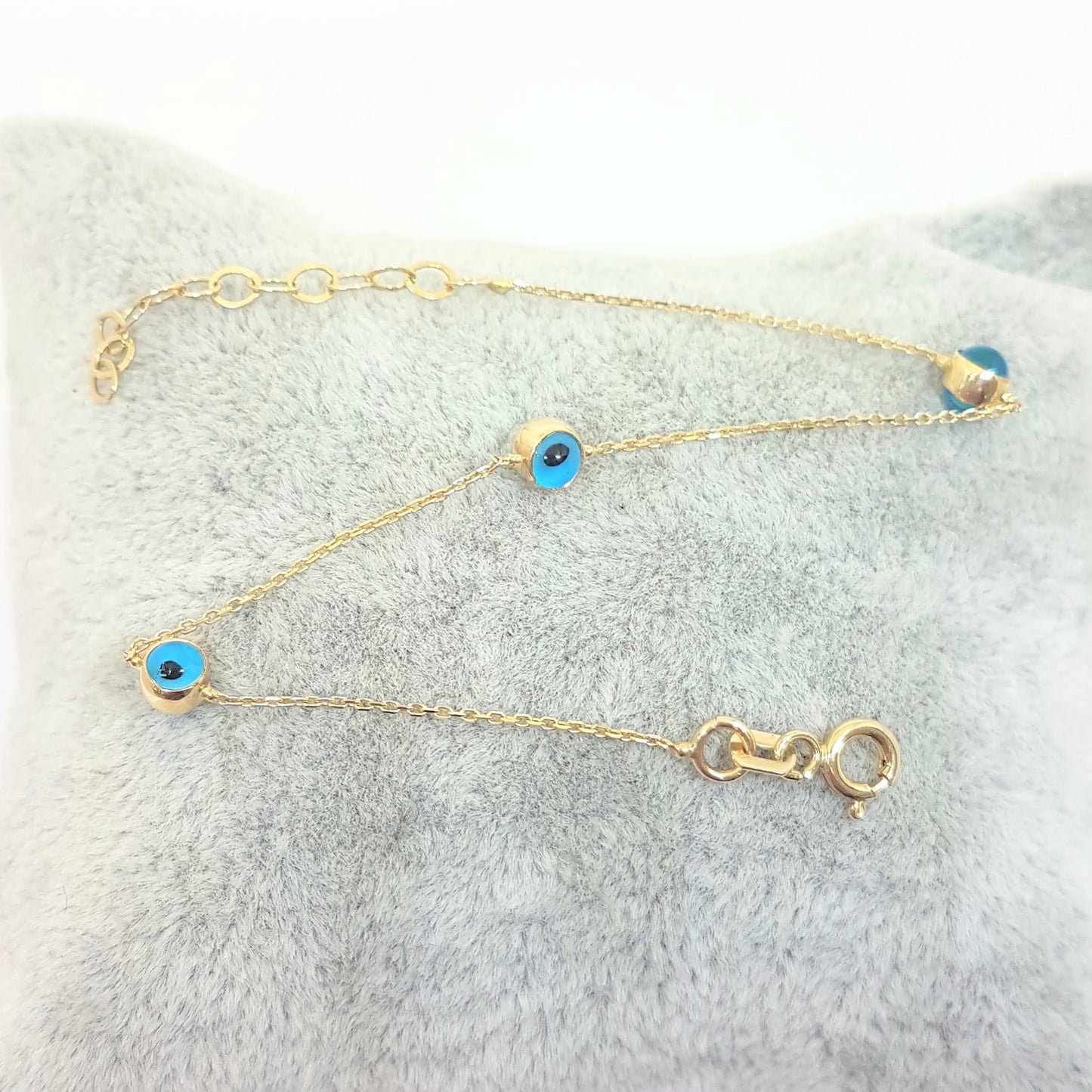 Two Sided Evil Eye Bracelet for Kids Teen Girls 14K Gold Real Solid Lucky Luck Nazar Protection Birthday Gift .jpg