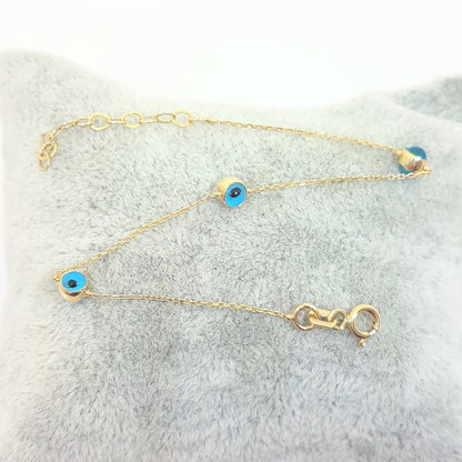 Two Sided Evil Eye Bracelet for Kids Teen Girls 14K Gold Real Solid Lucky Luck Nazar Protection Birthday Gift .jpg