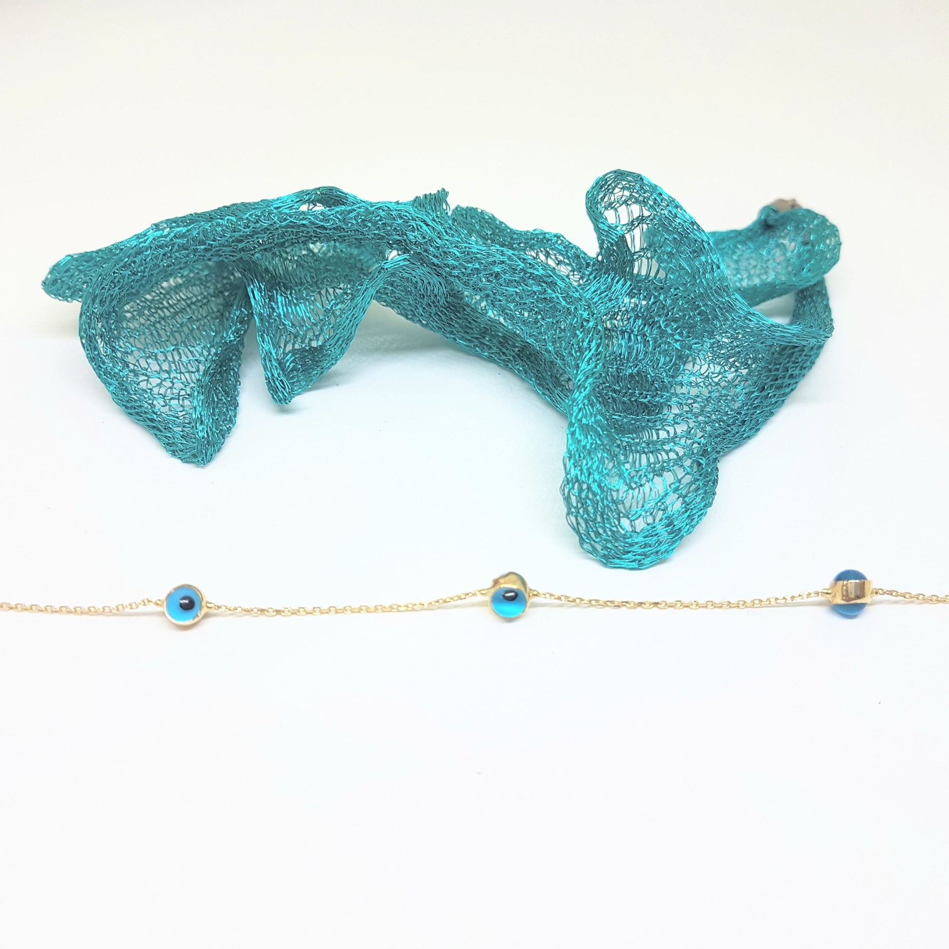 Two Sided Evil Eye Bracelet for Kids Teen Girls 14K Gold Real Solid Lucky Luck Nazar Protection Birthday Gift .jpg