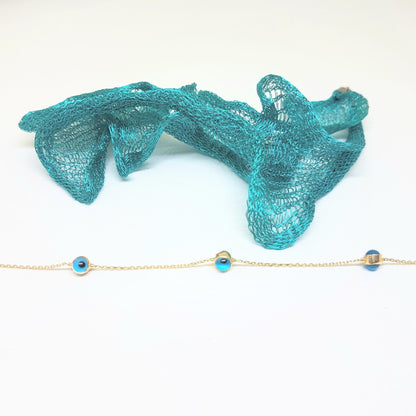 Two Sided Evil Eye Bracelet for Kids Teen Girls 14K Gold Real Solid Lucky Luck Nazar Protection Birthday Gift .jpg