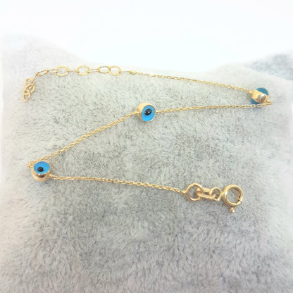 Two Sided Evil Eye Bracelet for Kids Teen Girls 14K Gold Real Solid Lucky Luck Nazar Protection Birthday Gift .jpg