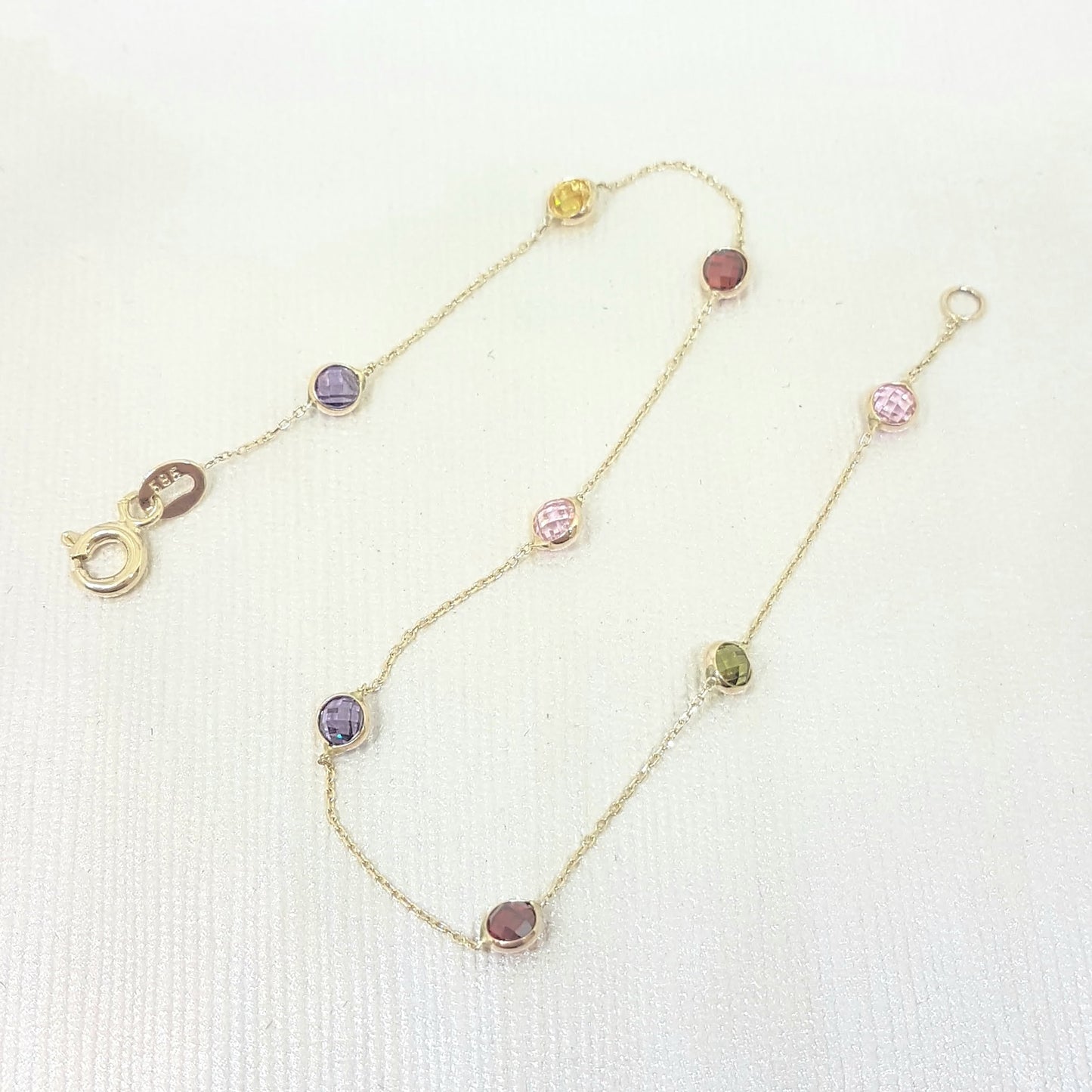 14K Real Solid Gold Decorated with Multicolor Zirconia Stones Design Tiny, Dainty,Delicate and Trendy Bracelet best gift for women,yourself, birthday