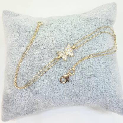 14K Real Solid Gold Butterfly Shape Design with White Zirconia Stones Tiny, Dainty,Delicate and Trendy Bracelet best gift for women,yourself, birthday