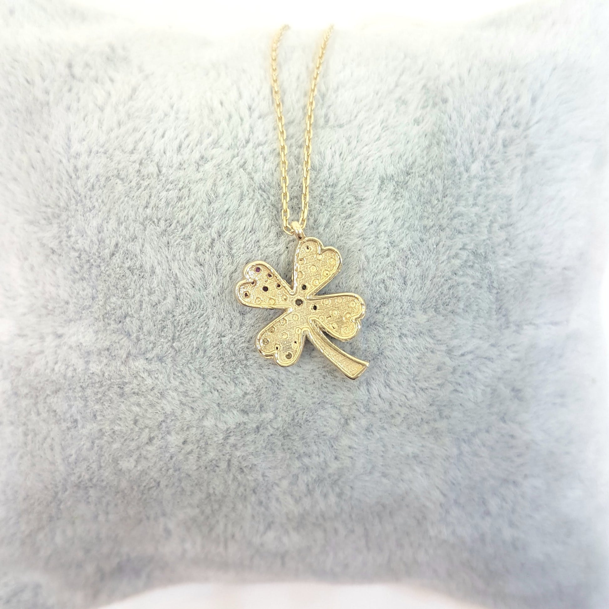 14K Real Gold Lucky Four Leaf Clover with Colorful Zirconia Stones Cute Dainty Charm, Delicate Elegant Trendy Pendant Necklace for Good Luck Birthday Gift Women Jewelry Lilac Purple Yellow Light Blue