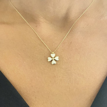 14K Solid Gold Four Leaf Clover Necklace for Women , Clover Jewellery , four leaf clover necklace gold