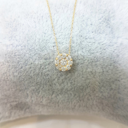 14K Gold Sun Sunflower Round Circle Disc Flower with Zirconia Stones Cute Charm Tiny Dainty Delicate Trendy Pendant Necklace best birthday gift for Women Jewelry girlfriend mom