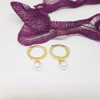 14K Gold Pearl Drop Earrings for Women