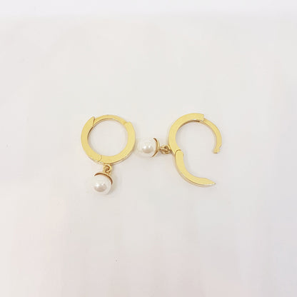 14K Gold Pearl Drop Earrings for Women