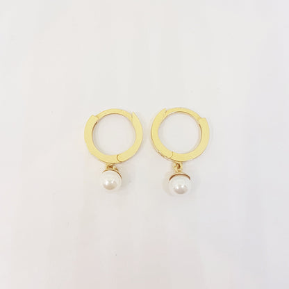 14K Gold Pearl Drop Earrings for Women