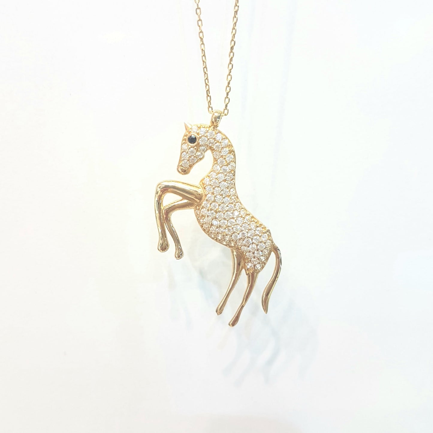 14K Gold Horse Pendant Necklace Decorated with Zirconia Stones Charm Elegant Dainty Birthday Valentine Christmas Gifts For Women Jewelry Girls