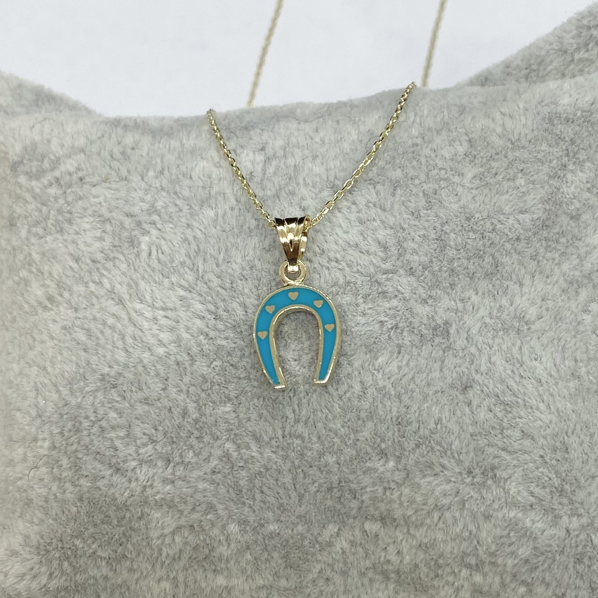 horseshoe necklace gold , 14K Real Solid Gold Horseshoe Necklace for Women , Lucky Horseshoe Pendant , Charm Horseshoe