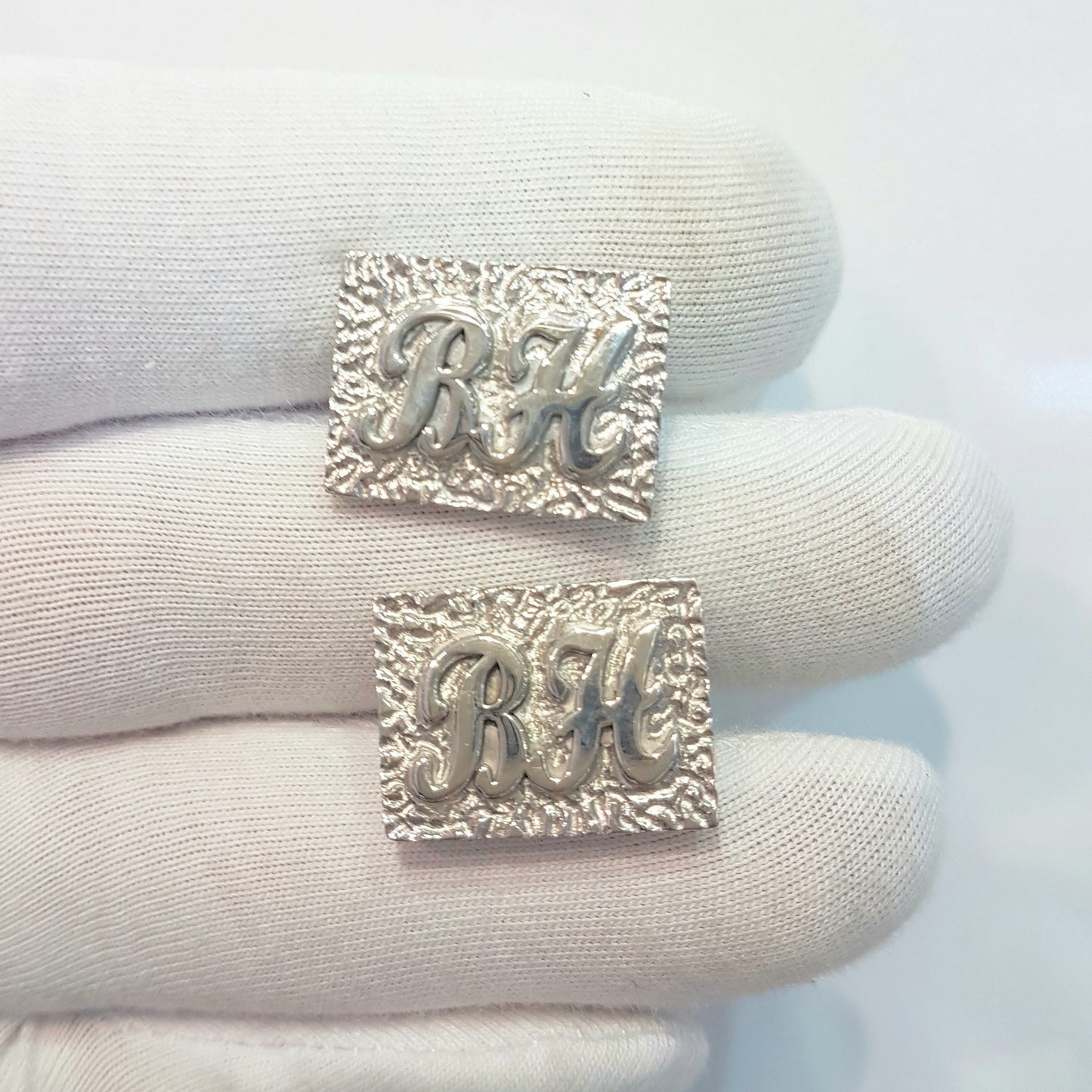 925K Sterling Silver Engraved Initials Cufflinks for Men