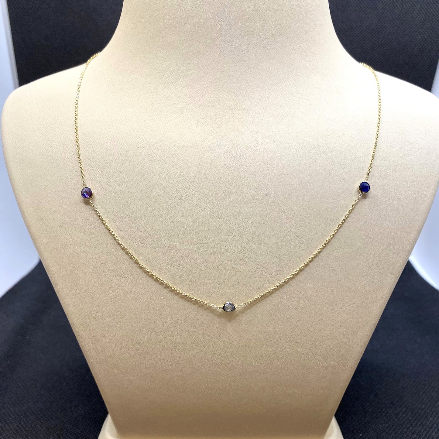 14K Real Solid Gold Birthstone Necklace for Women