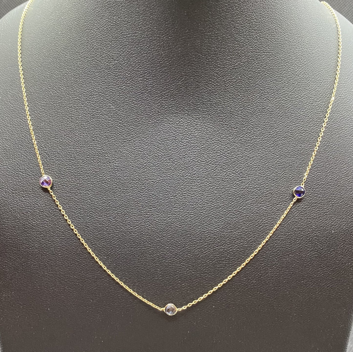 14K Real Solid Gold Birthstone Necklace for Women