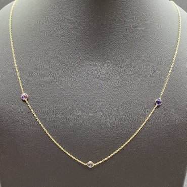 14K Real Solid Gold Birthstone Necklace for Women