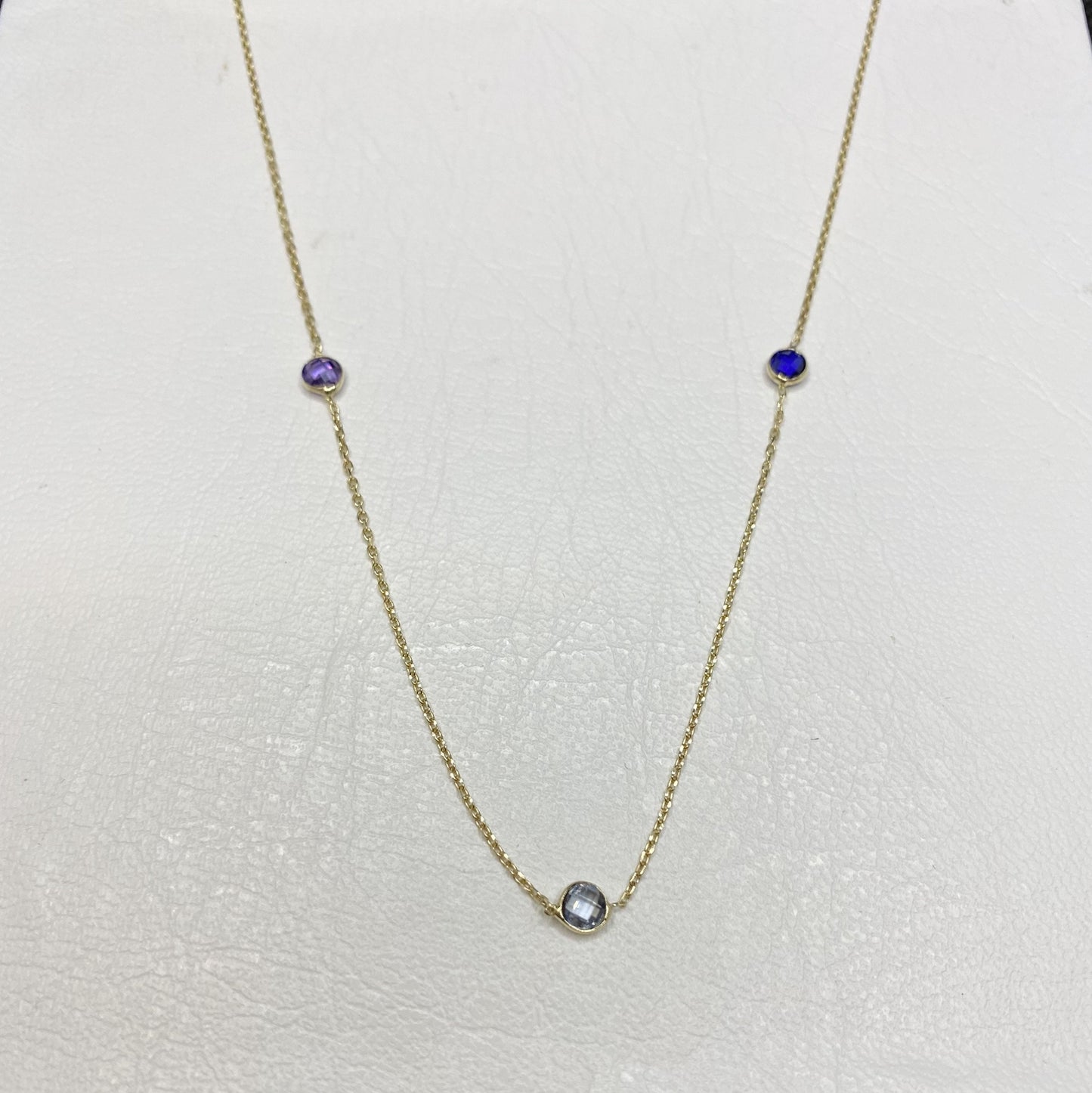 14K Real Solid Gold Birthstone Necklace for Women
