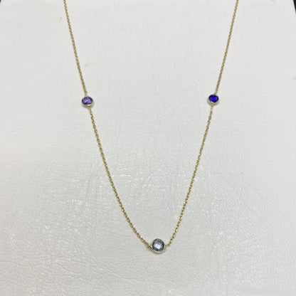 14K Real Solid Gold Birthstone Necklace for Women