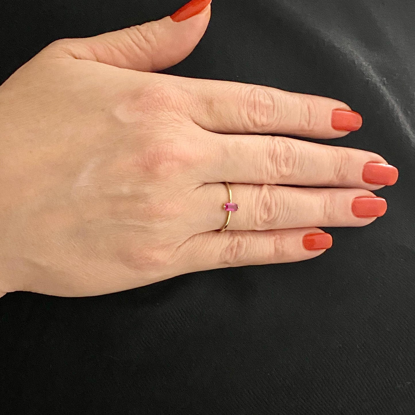 14K Real Gold CZ Solitaire Birthstone Rings for Women