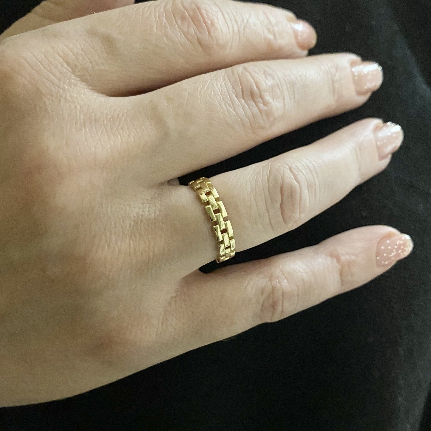 ple Dainty Ring Gold, 14K Solid Gold Band Ring, Christmas Gift for Mother mom mum
