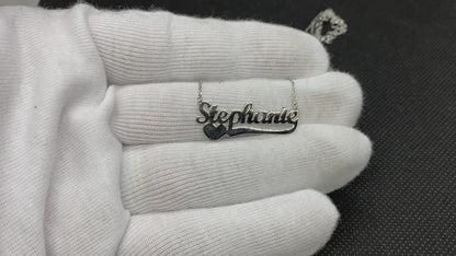925K Sterling Silver Custom Name Necklace with Heart