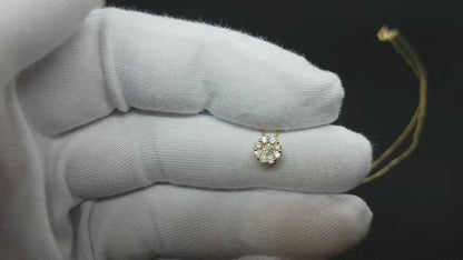 14K Real Solid Gold Round Solitaire Necklace for Women