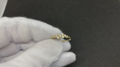 14K Real Solid Gold Cluster Ring for Women
