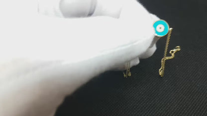 14K Yellow Solid Gold Evil Eye Bracelet Lucky Luck Nazar Protection For Women