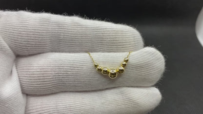 14K Real Solid Gold Beaded Ball Necklace for Women