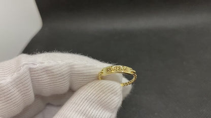 14K Real Solid Gold Personalized Ring for Women