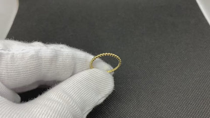 14K Real Solid Gold Dot Ring for Women , Dainty Beaded Rings
