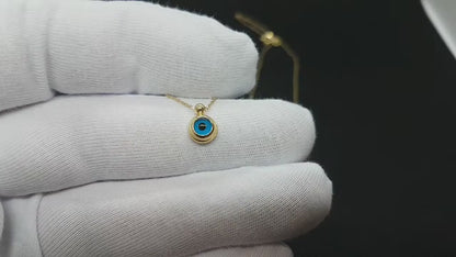 14K Real Solid Gold Evil Eye Necklace for Women | Turkish Evil Eye Pendant
