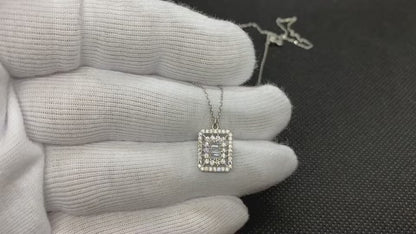 925K Sterling Silver CZ Baguette Necklace for Women