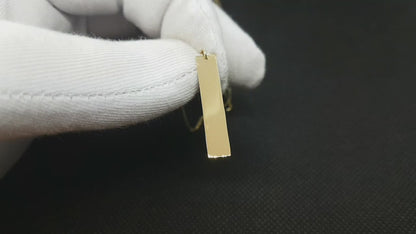 14K Real Solid Gold Vertical Coordinate Personalized Bar Necklace for Women